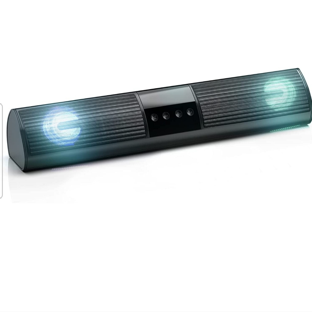 Bluetooth 5.0 Speaker, Crystal Clear Stereo Sound, 2 Drivers with LED Light